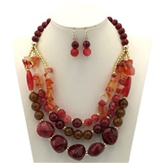 occidental style necklace  exaggerating double color handmade beads multilayer clavicle chain