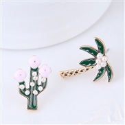 fine  Korean style fashion  Metal all-Purpose  flowers  tree asymmetry personality temperament ear stud