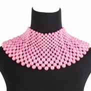 occidental style  fashion exaggerating white Pearl weave necklace