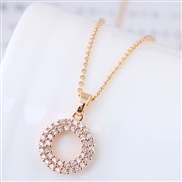 Korean style fashion  bronze embed zircon sweet concise circleO personality necklace