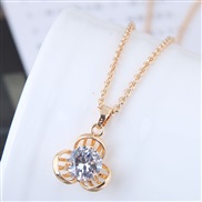 Korean style fashion bronze mosaic flowers zircon personality necklace