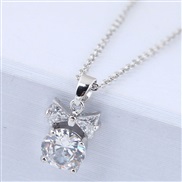 Korean style fashion bronze mosaic bow zircon bright personalityO necklace