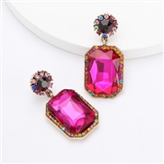 ( rose Red)earrings Autumn and Winter occidental style exaggerating Alloy diamond Rhinestone glass diamond earrings woma