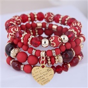 occidental style trend  Bohemia noble wind mash up Metal Peach heart temperament multilayer bracelet