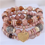 occidental style trend  Bohemia noble wind mash up Metal Peach heart temperament multilayer bracelet