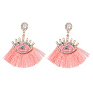 ( Pink)occidental style exaggerating personality eyes earrings Alloy tassel diamond eyes ear stud