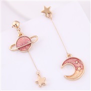 fine Korean style fashion sweetOL Moon and stars asymmetry personality ear stud