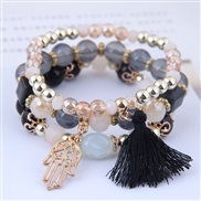 occidental style fashion trend  concise all-Purpose tassel pendant multilayer temperament bracelet