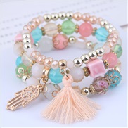 occidental style fashion trend  concise all-Purpose tassel pendant multilayer temperament bracelet