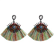 ( Color)Korea womanins exaggerating personality big eyes tassel ear stud fashion retro diamond arring earrings