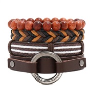 four Cowhide bracelet man retro weave punk set bracelet