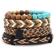 occidental style retro weave four bracelet briefdiy more leather bracelet rope