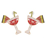 ( red) ear stud woman...