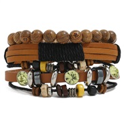 retro weave Cowhide set bracelet handmade beadsDIY three bracelet