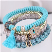 occidental style trend  concise all-Purpose Metal flash diamond eyes personality beads temperament multilayer bracele