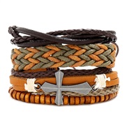 retro weave Cowhide bracelet briefdiy more three real leather bracelet