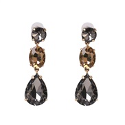 ( gray)occidental style Korean style temperament colorful diamond drop earrings ear stud collocation