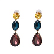 (++)occidental style Korean style temperament colorful diamond drop earrings ear stud collocation