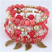 occidental style trend  concise Metal leaves all-Purpose multilayer beads temperament bracelet