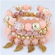 occidental style trend  concise Metal leaves all-Purpose multilayer beads temperament bracelet