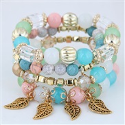 occidental style trend  concise Metal leaves all-Purpose multilayer beads temperament bracelet