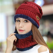 (  Burgundy)knitting woman thick warm bag head Outdoor Korean style woolen hat