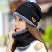 (  black)knitting woman thick warm bag head Outdoor Korean style woolen hat