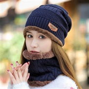 (  Navy blue)knitting woman thick warm bag head Outdoor Korean style woolen hat