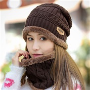 ( Coffee )knitting woman thick warm bag head Outdoor Korean style woolen hat