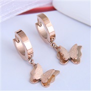 fine Korean style fashion sweetOL butterfly titanium steel personality ear stud buckle circle