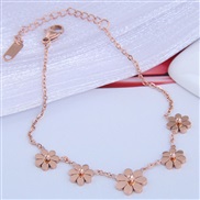 fine Korean style fashion sweetOL flowers titanium steel personality woman bracelet