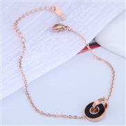 fine Korean style fashion sweetOL  concise Double buckle titanium steel personality woman bracelet