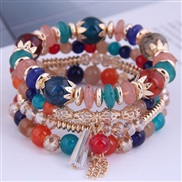 Korean style fashion  concise crystal beads multilayer temperament woman bracelet