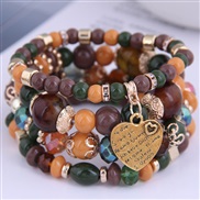 occidental style trend  Bohemia noble wind mash up Metal Peach heart temperament multilayer bracelet