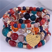 occidental style trend  Bohemia noble wind mash up Metal Peach heart temperament multilayer bracelet