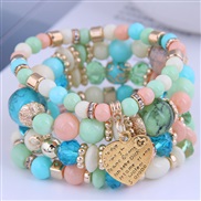 occidental style trend  Bohemia noble wind mash up Metal Peach heart temperament multilayer bracelet