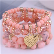 occidental style trend  Bohemia noble wind mash up Metal Peach heart temperament multilayer bracelet