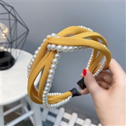 (yellow )Korea eadband more Pearl twining eadband sweet temperament pure color adies Chiffon