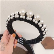 ( black)occidental style Autumn and Winter Headband fashion all-Purpose Pearl width velvet Headband exaggerating head