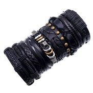 occidental style retro weaveDIY set Cowhide bracelet brief multilayer man leather