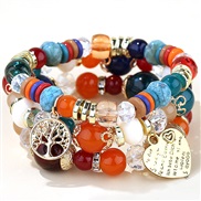 occidental style trend  concise all-Purpose Metal Peach heart Life tree candy multilayer temperament bracelet