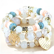 occidental style trend  concise all-Purpose Metal Peach heart Life tree candy multilayer temperament bracelet