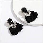 ( black)exaggerating occidental style wind multilayer drop Rhinestone diamond tassel earrings woman retro ethnic style a