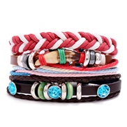 ( three piece suit)retro weave Cowhide braceletdiy dog three leather bracelet woman occidental style