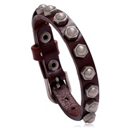 ( Dark brown)occidental style retro Cowhide bracelet personality all-Purpose man woman