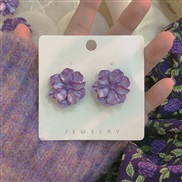 ( Silver needlepurple)silver Korean style high flowers lovely small fresh earrings temperament fashion elegant ear stud 