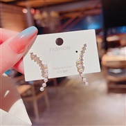 (Agold )silver Korean style flowers Pearl earrings woman same style brief temperament ear stud arring