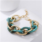 ( Golden green Bracelet)occidental style multilayer splice Metal bracelet Acrylic leopard geometry mixing color aluminum