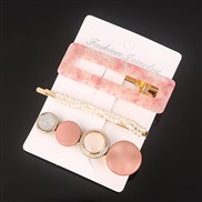 ( Rose GoldSuit ) occidental style Word woman retro Pearl crystal bag hair clip set