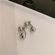 ( Silver needle  Silver)silver style two Metal pellet ear stud apan and Korea wind brief Metal wind earrings fashion arr